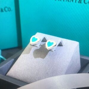 Tiffany & Co Silver and Blue Heart Earrings